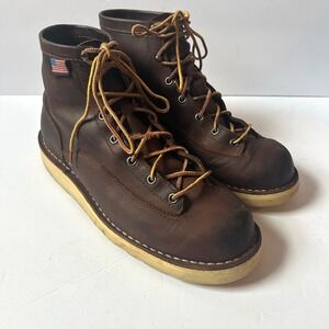 Danner Bull Run 6" Brown Cristy Leather Work Boots Mens 9.5 Wedge Lace Up 15552